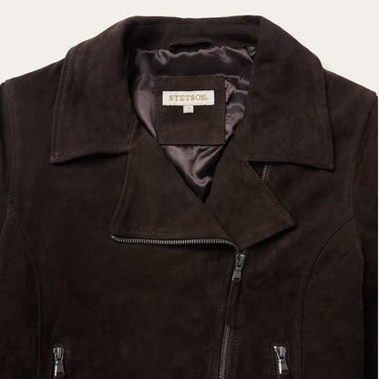 Suede Fringe Motorcycle Jacket Brown - Stetson