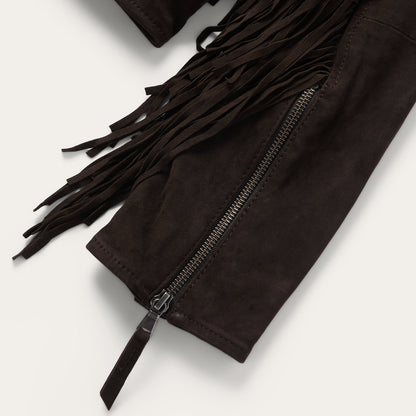 Suede Fringe Motorcycle Jacket Brown - Stetson
