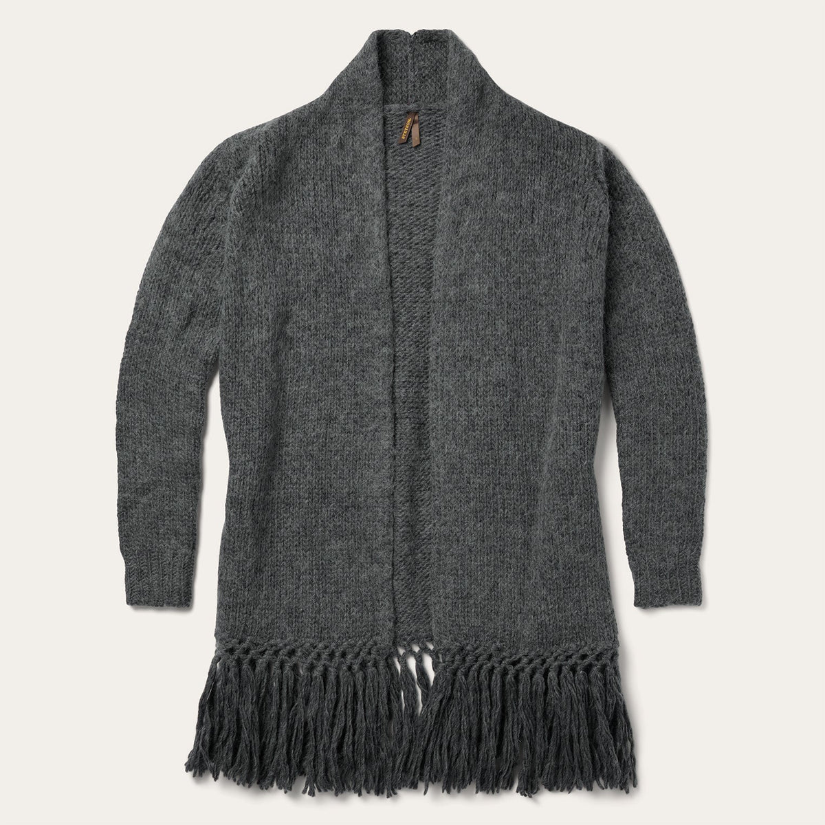 Charcoal Fringed Cardigan Grey - Stetson