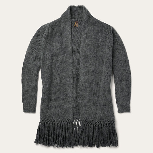 Charcoal Fringed Cardigan Grey - Stetson