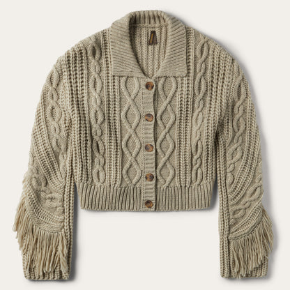 Cream Fringed Cardigan Tan - Stetson