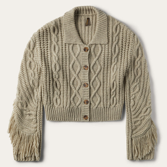 Cream Fringed Cardigan Tan - Stetson
