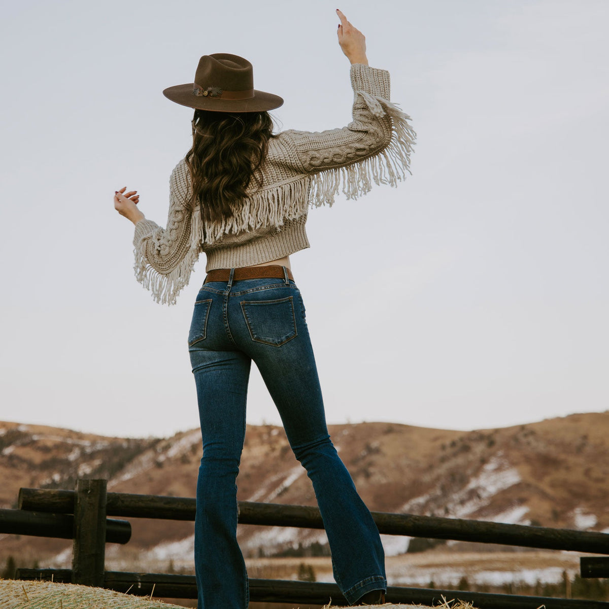 Cream Fringed Cardigan Tan - Stetson