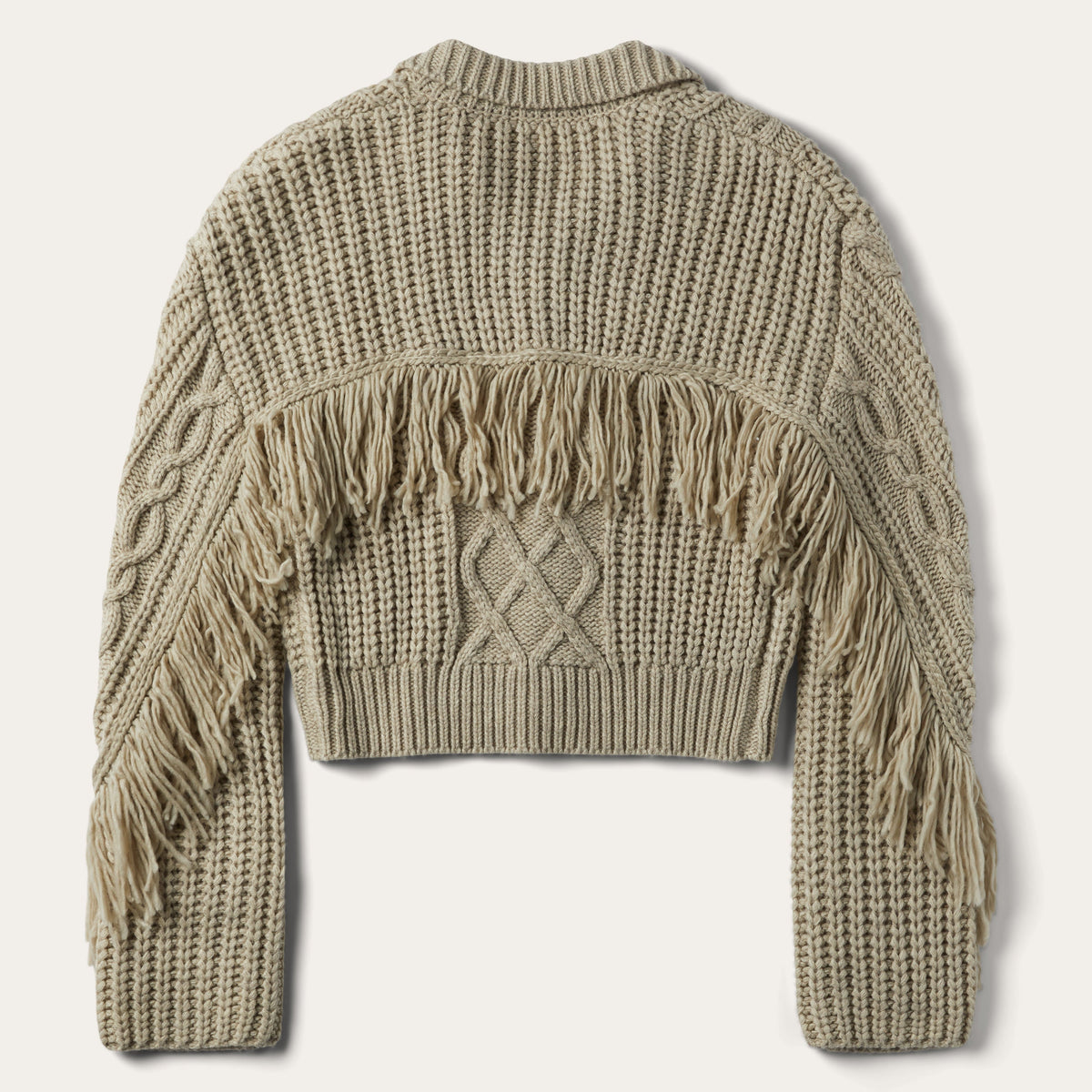 Cream Fringed Cardigan Tan - Stetson