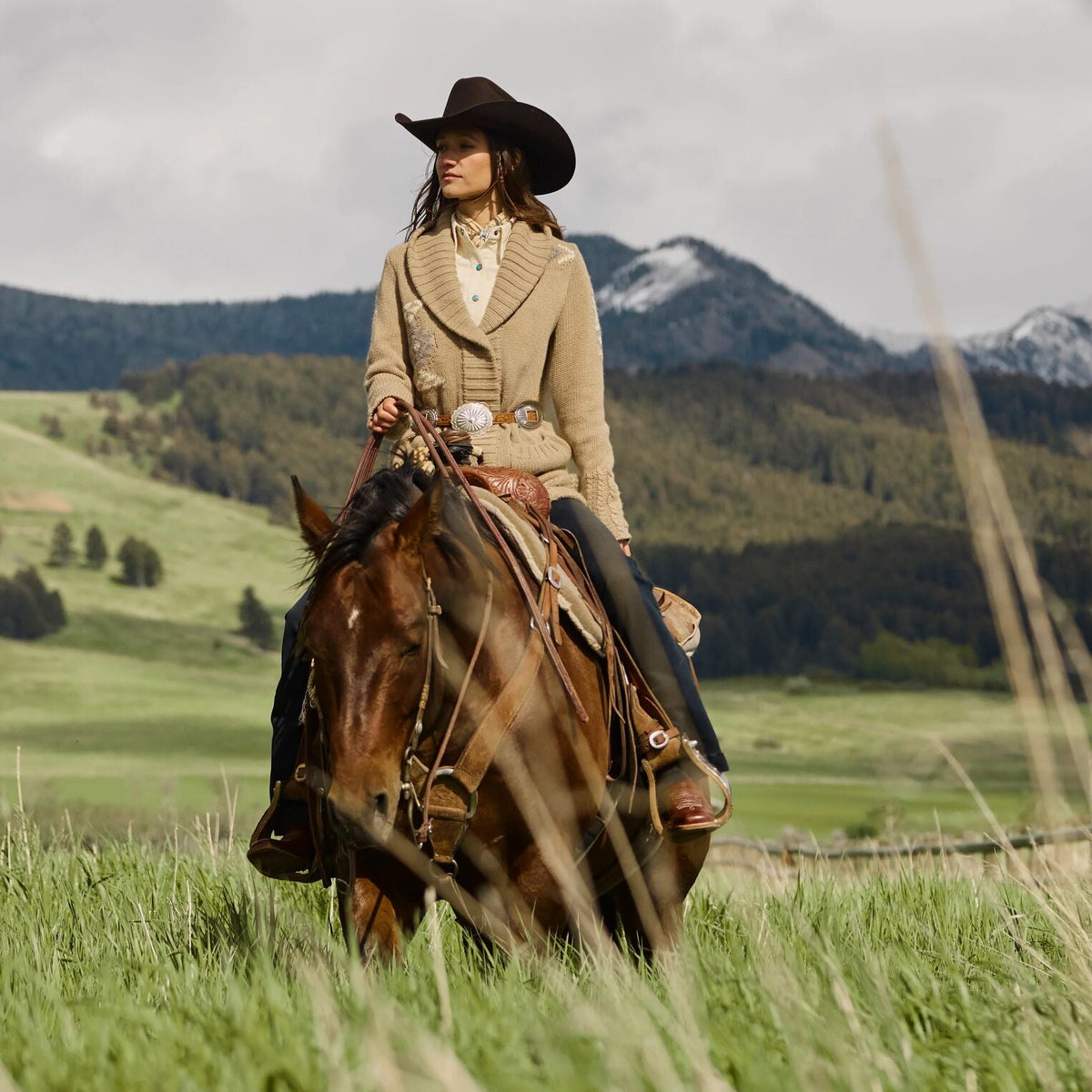 Western Shawl Cardigan Tan - Stetson