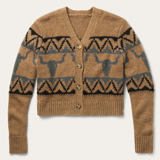 Steer Head Cropped Cardigan Brown - Stetson