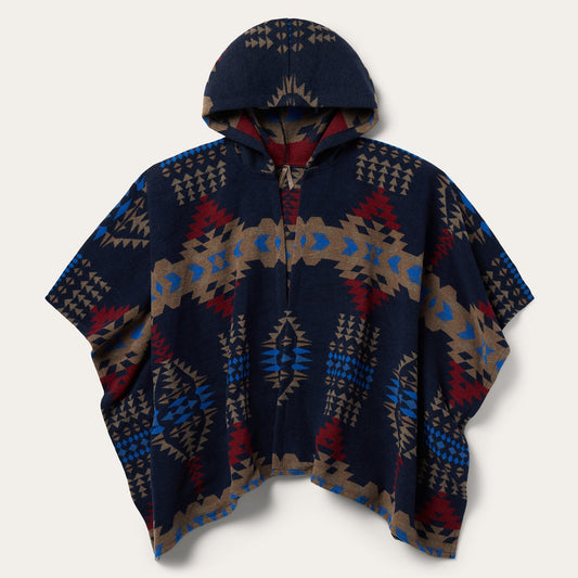 Hooded Serape Blanket Wrap Blue - Stetson
