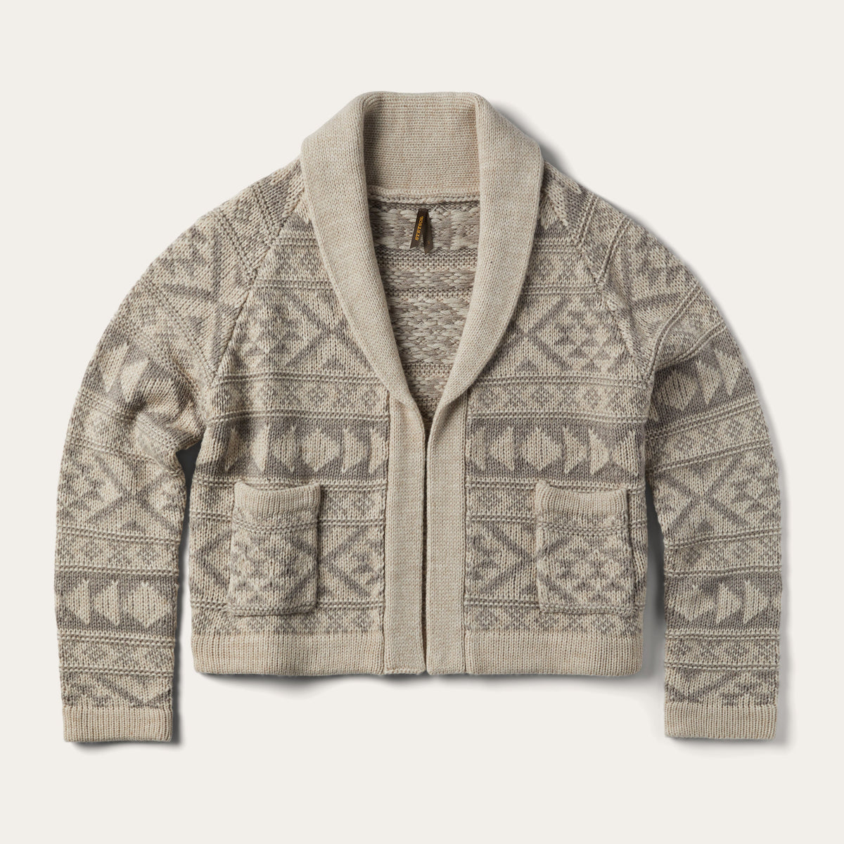 Cropped Shawl Collar Cardigan Brown - Stetson