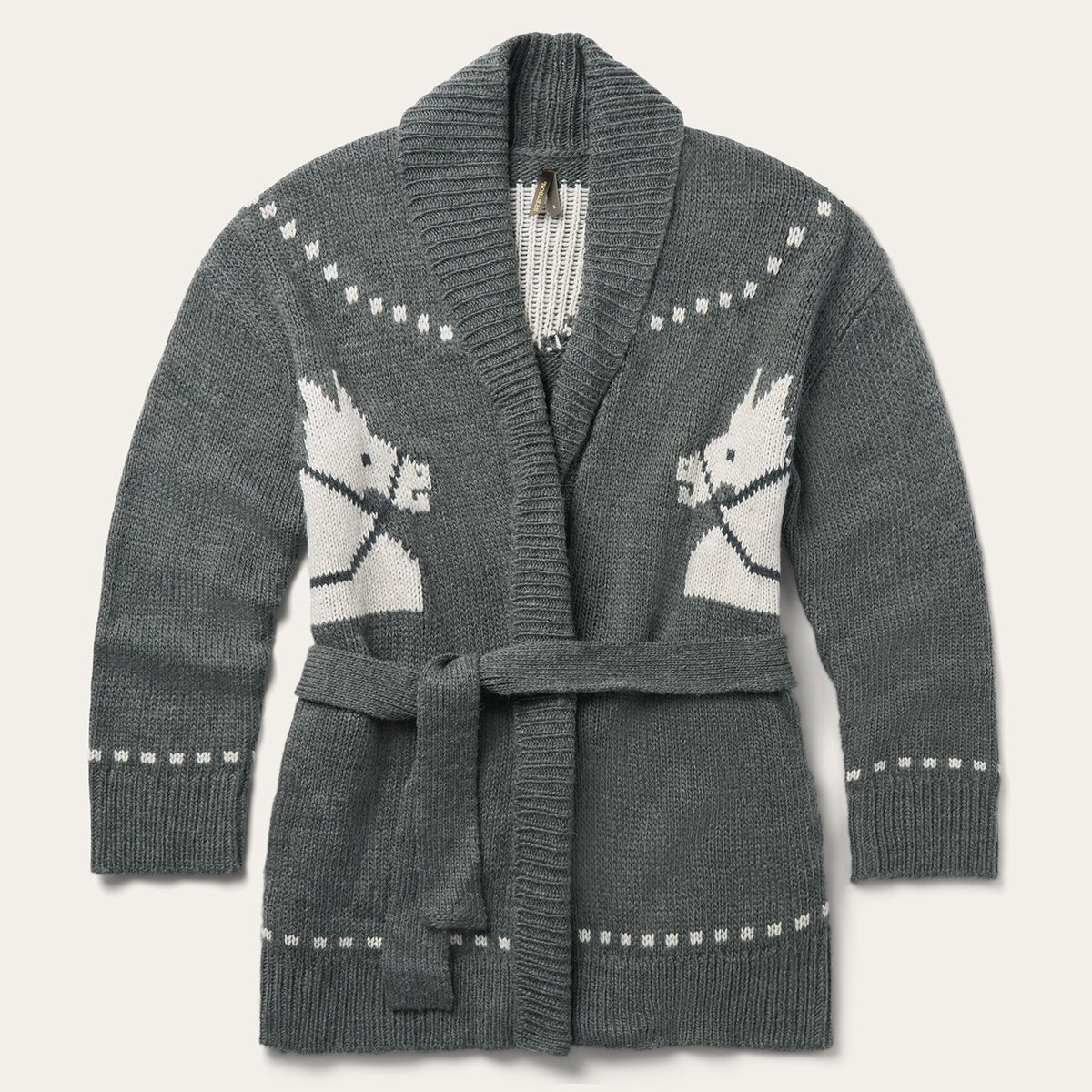 Horse Head Cardigan Sweater Grey - Stetson