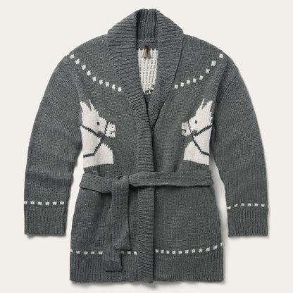 Horse Head Cardigan Sweater Grey - Stetson