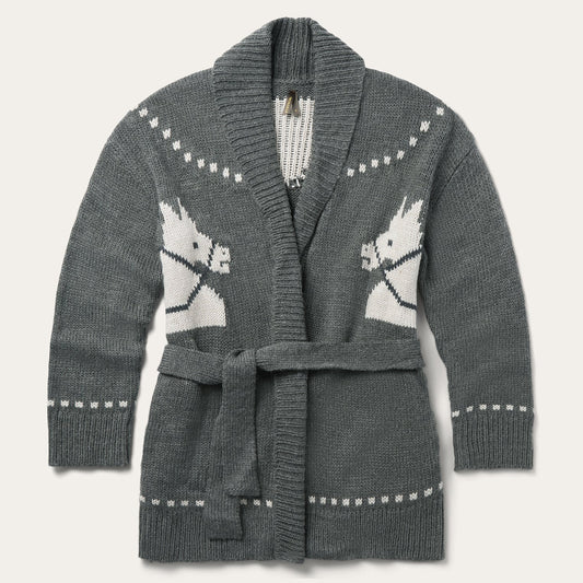 Horse Head Cardigan Sweater Grey - Stetson