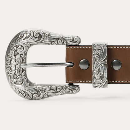 Tommy Bahama x Stetson Embroidered Leather Belt Brown - Stetson