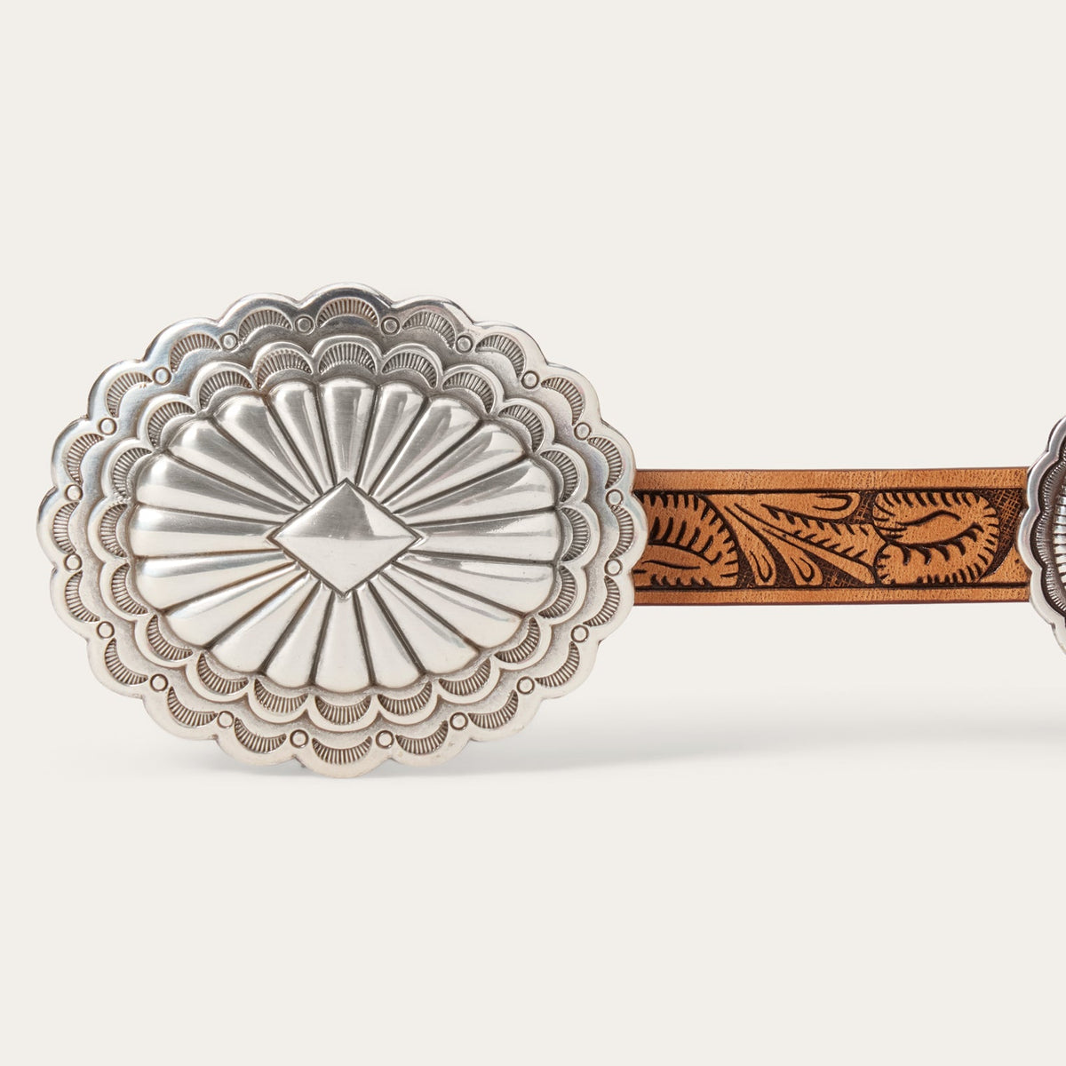 Southwestern Tooled Concho Belt Brown - Stetson