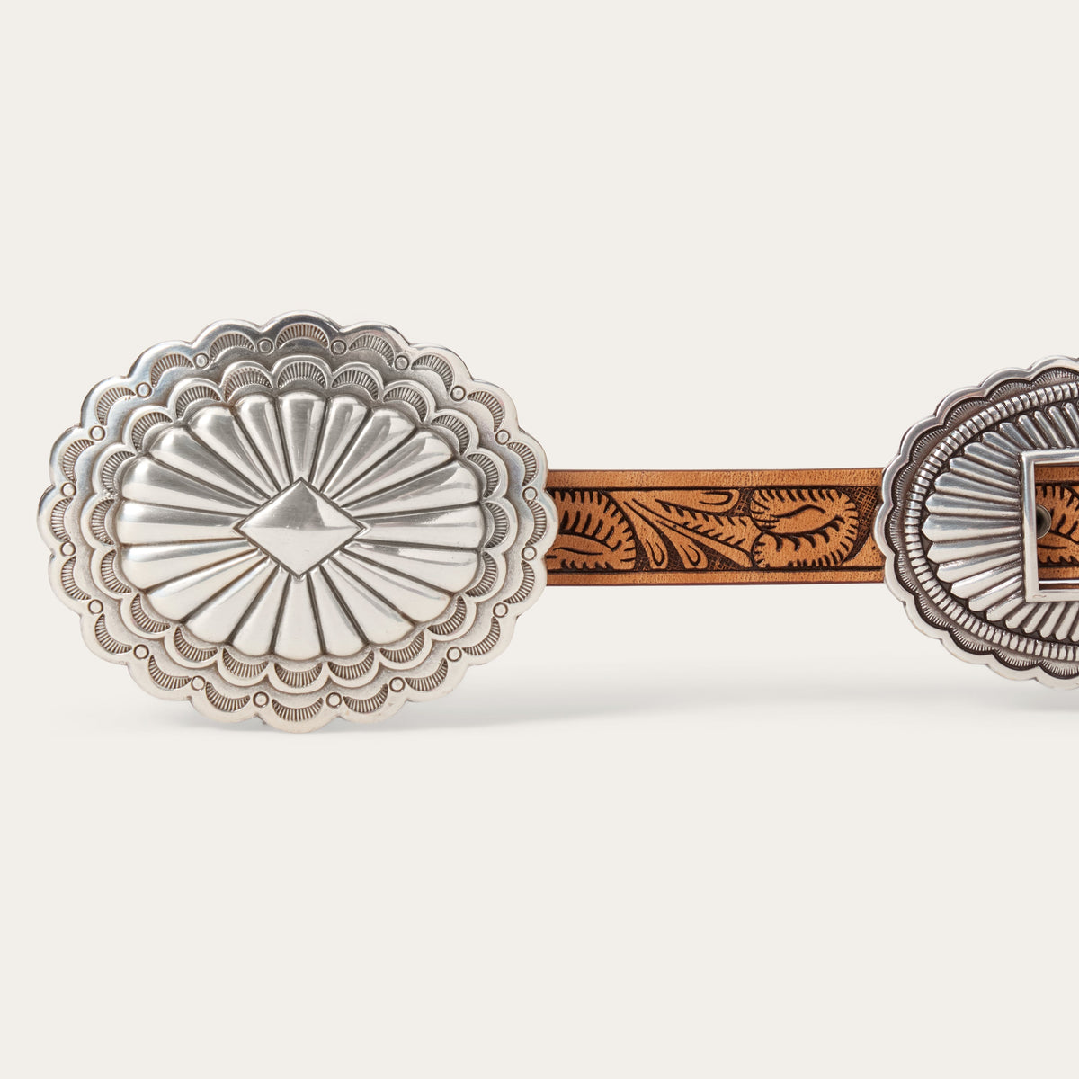 Southwestern Tooled Concho Belt Brown - Stetson