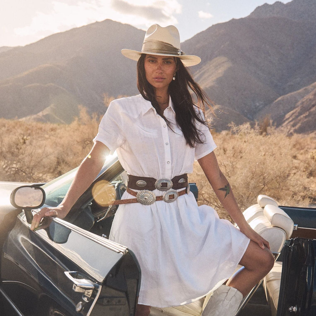 Southwestern Concho Wide Belt Brown - Stetson