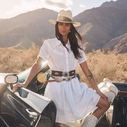 Southwestern Concho Wide Belt Brown - Stetson