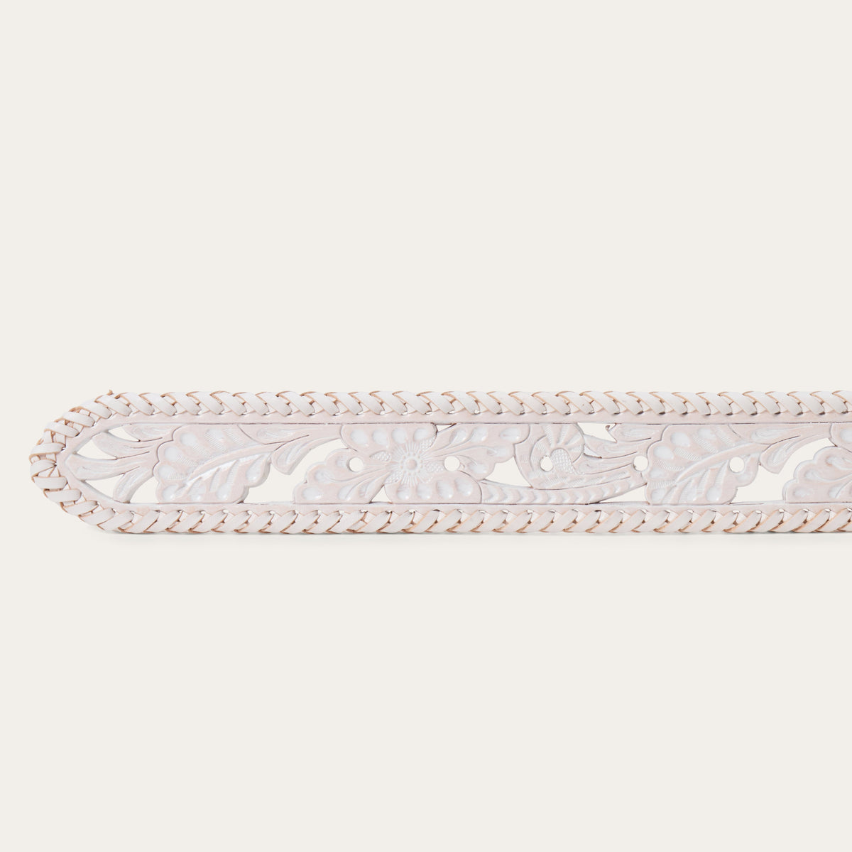 Tooled Laced Edge Belt White - Stetson