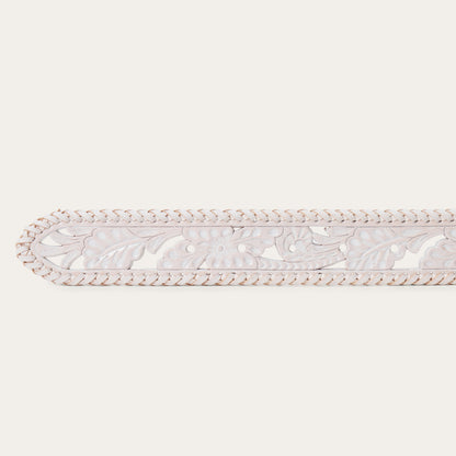 Tooled Laced Edge Belt White - Stetson