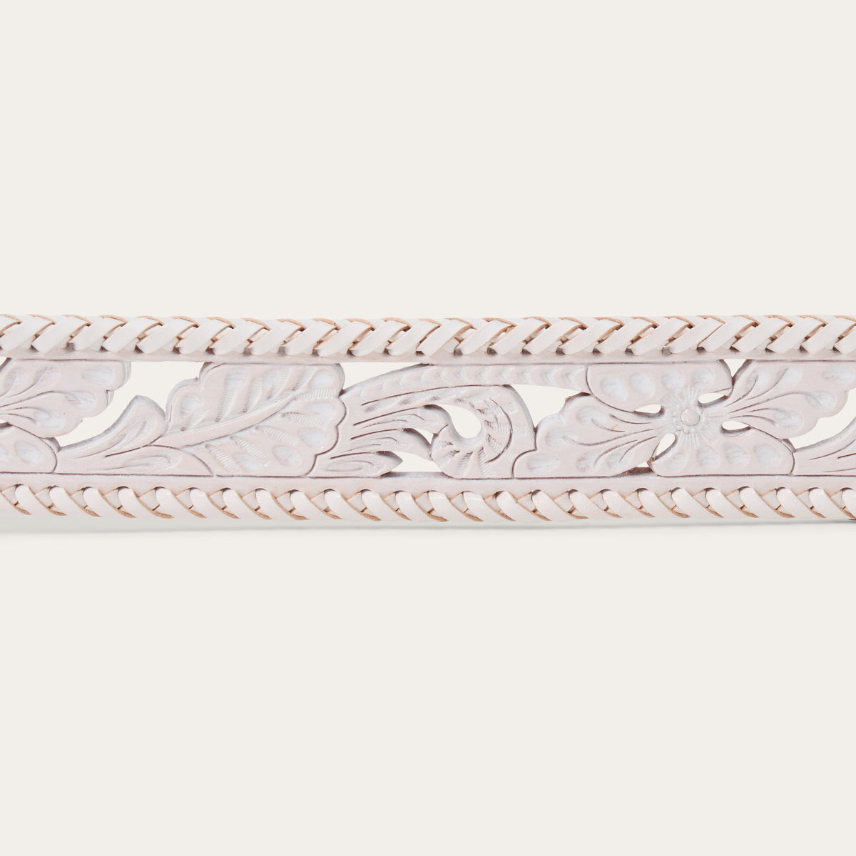 Tooled Laced Edge Belt White - Stetson