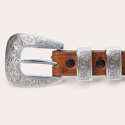 Ostrich Tapered Tab Belt Antique Cognac - Stetson