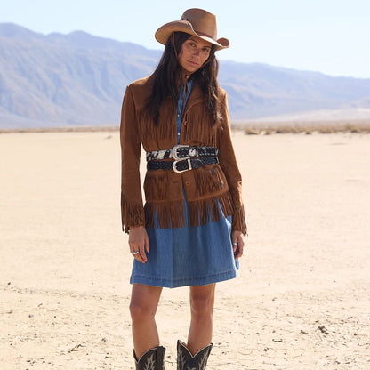 Hair-On-Hide Laced Belt Black / White - Stetson