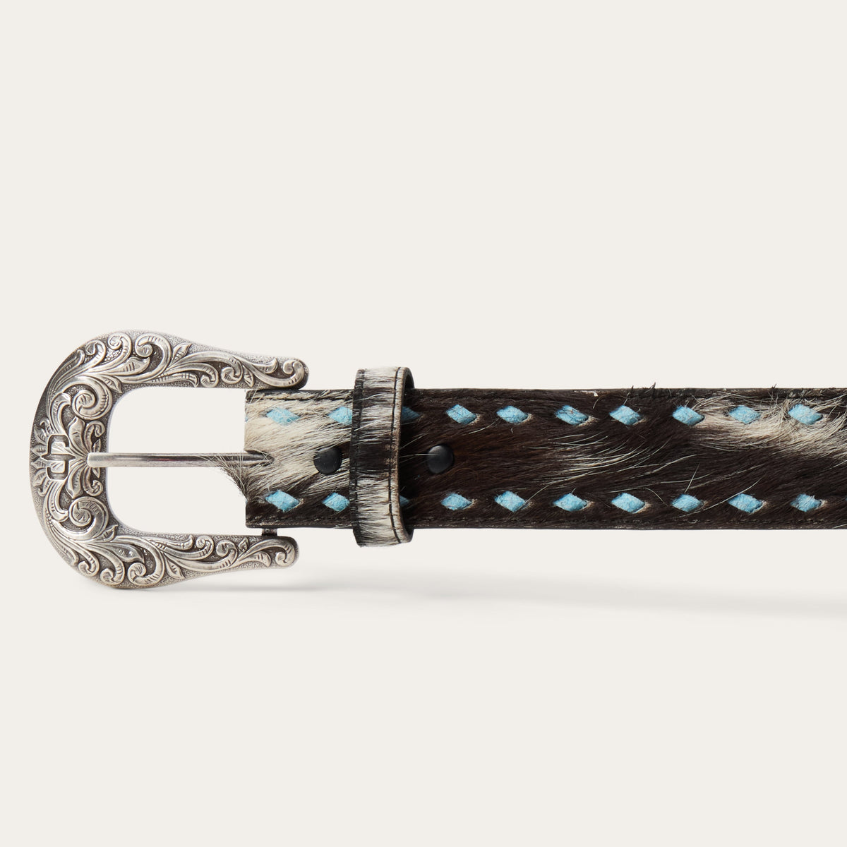 Hair-On-Hide Laced Belt Black / White - Stetson