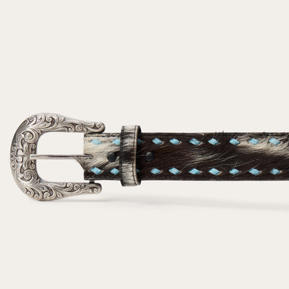Hair-On-Hide Laced Belt Black / White - Stetson