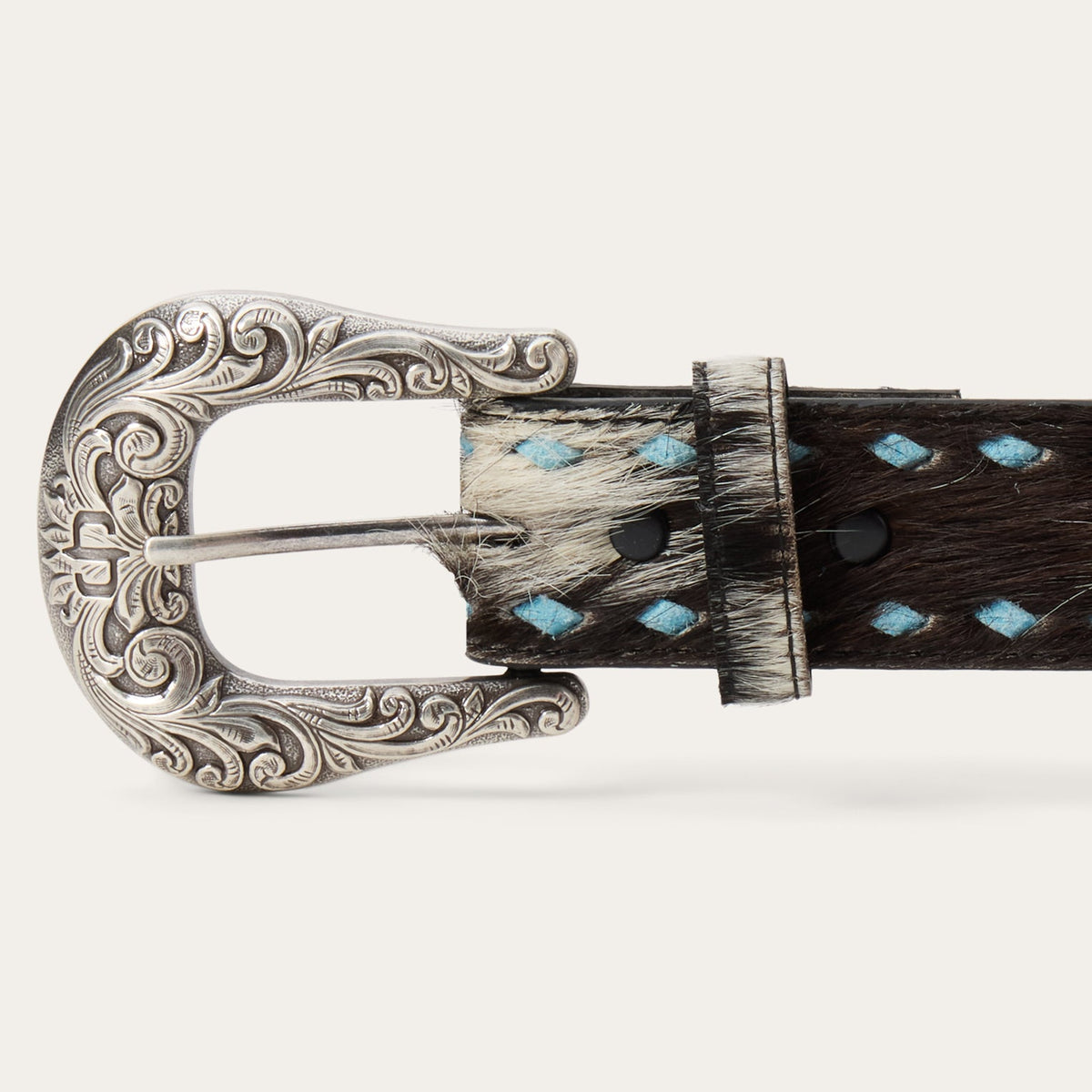 Hair-On-Hide Laced Belt Black / White - Stetson