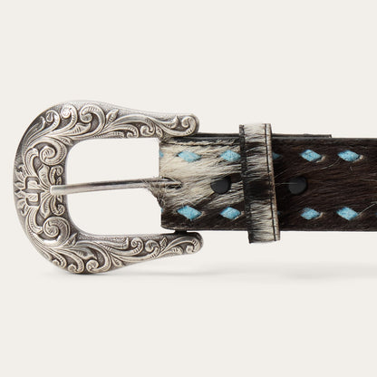 Hair-On-Hide Laced Belt Black / White - Stetson