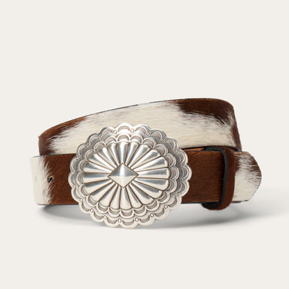 Hair-On-Hide Southwestern Buckle Belt Brown / White - Stetson