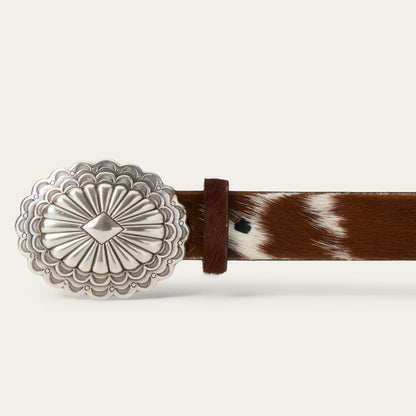 Hair-On-Hide Southwestern Buckle Belt Brown / White - Stetson
