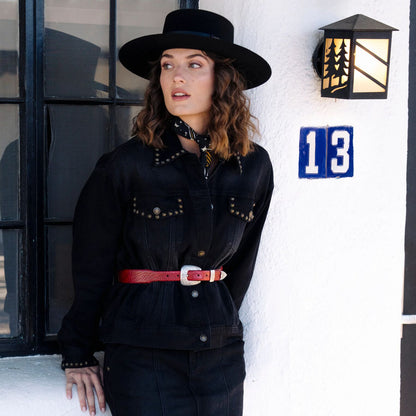 Croco Print Tapered Belt Red - Stetson