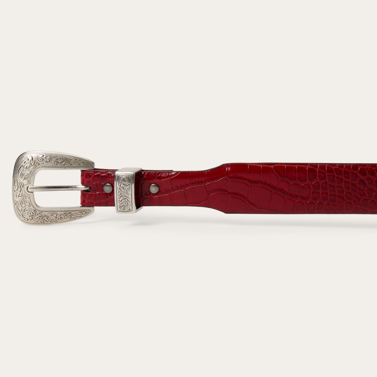 Croco Print Tapered Belt Red - Stetson
