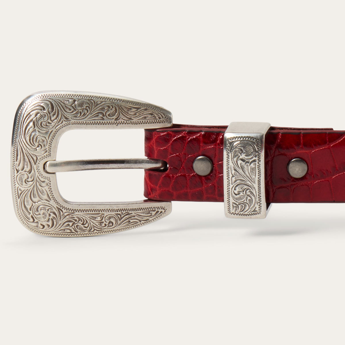 Croco Print Tapered Belt Red - Stetson