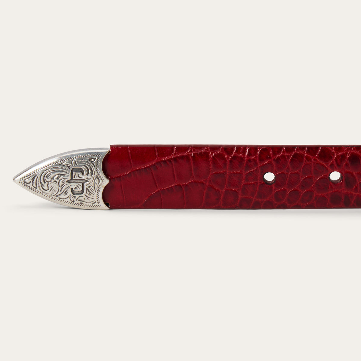 Croco Print Tapered Belt Red - Stetson