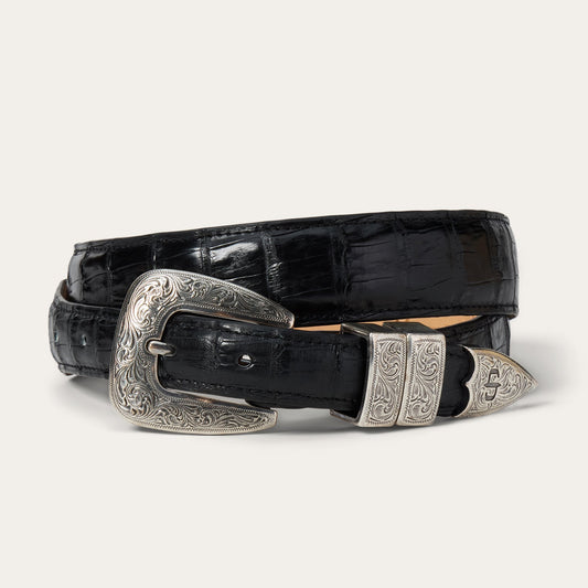 Caiman Tapered Tab Belt Black Classic - Stetson