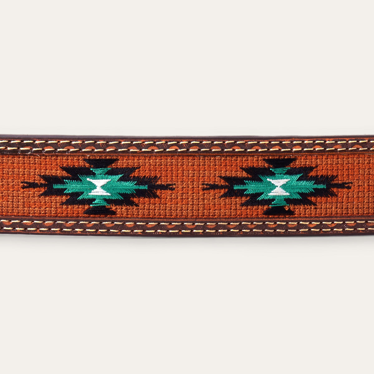 Tooled Tab Embroidered Belt Tan - Stetson