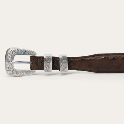 Ostrich Tapered Tab Belt Mocha Brown - Stetson