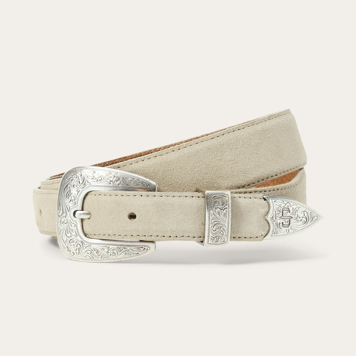 Stetson & THE GREAT. Western Narrow Belt Cream With Silver - Stetson