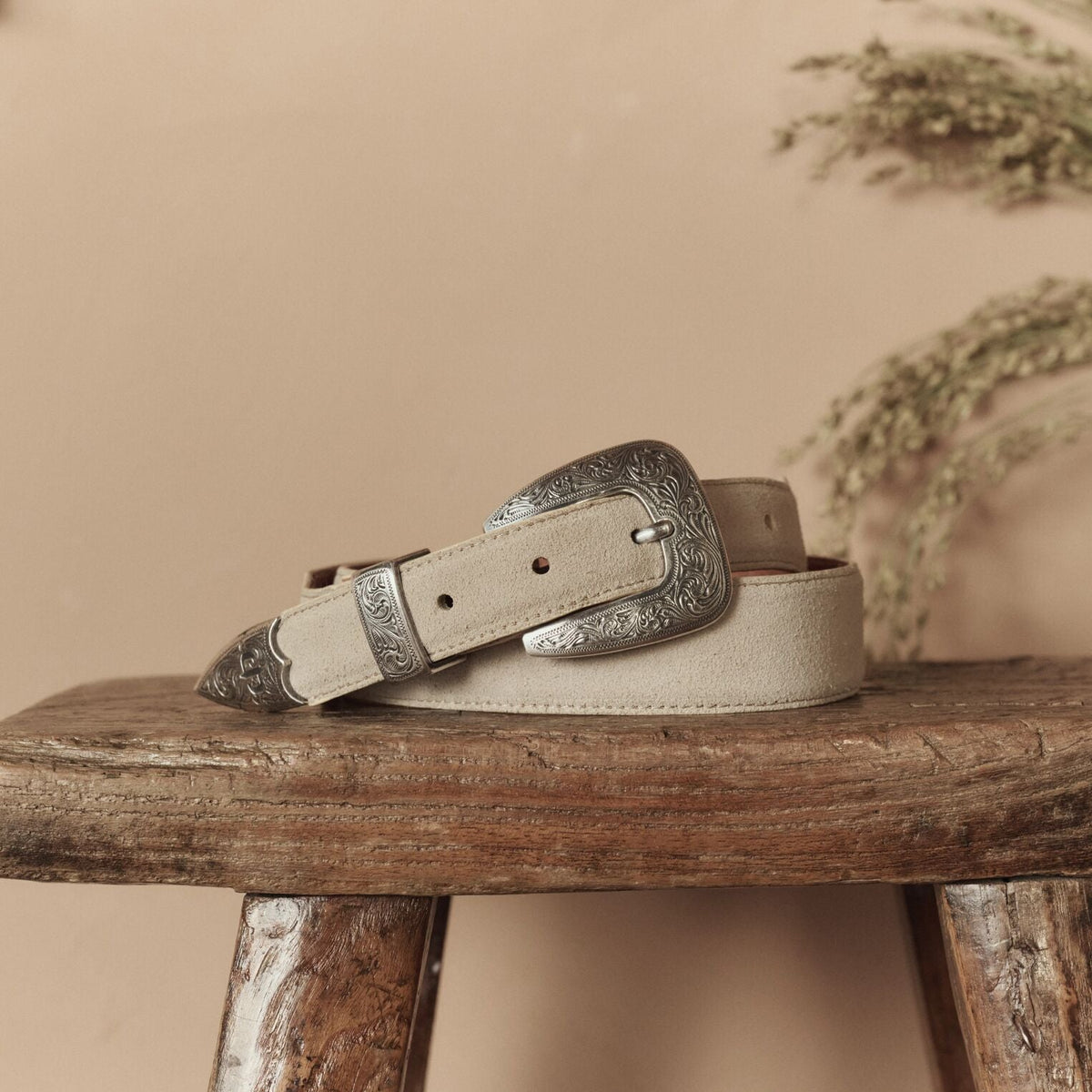 Stetson & THE GREAT. Western Narrow Belt Cream With Silver - Stetson