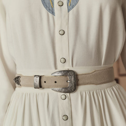 Stetson & THE GREAT. Western Narrow Belt Cream With Silver - Stetson