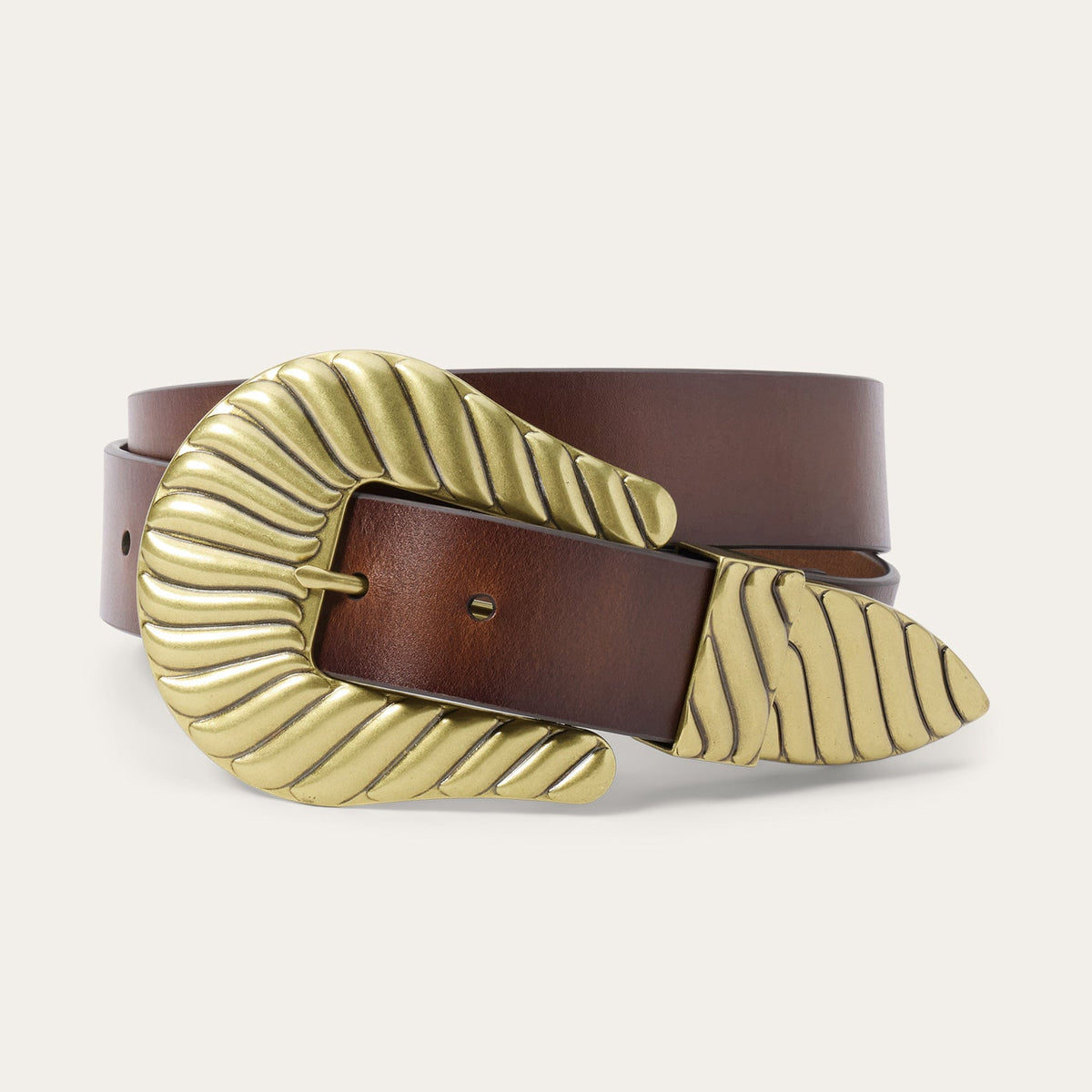 Stetson & THE GREAT. Big Buckle Belt Cognac With Brass - Stetson
