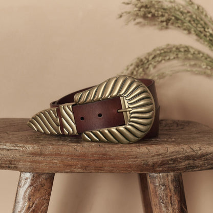 Stetson & THE GREAT. Big Buckle Belt Cognac With Brass - Stetson