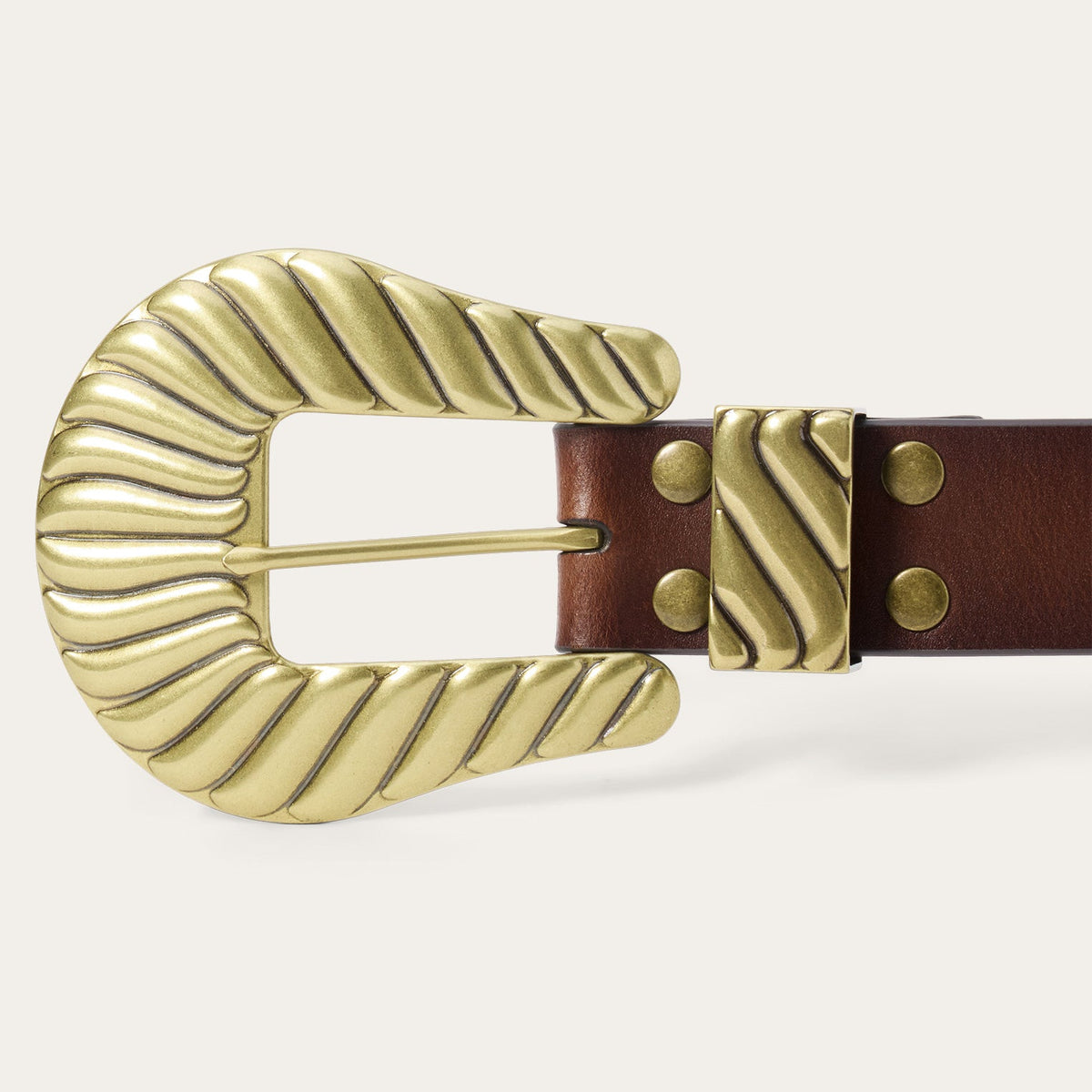 Stetson & THE GREAT. Big Buckle Belt Cognac With Brass - Stetson