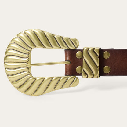Stetson & THE GREAT. Big Buckle Belt Cognac With Brass - Stetson