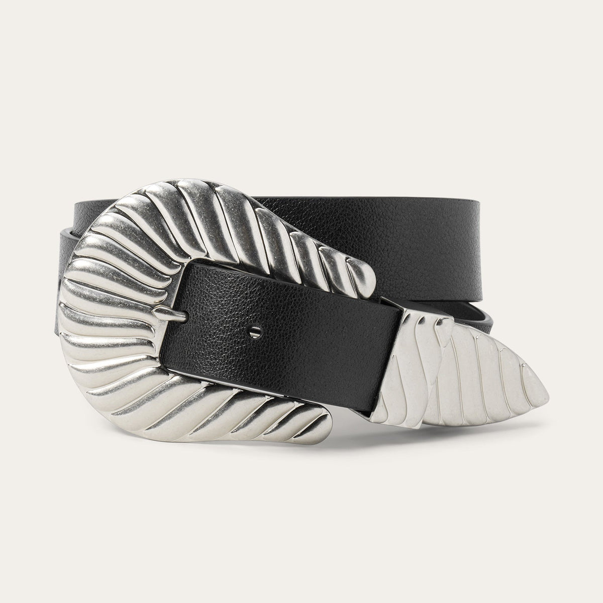Stetson & THE GREAT. Big Buckle Belt Black With Silver - Stetson