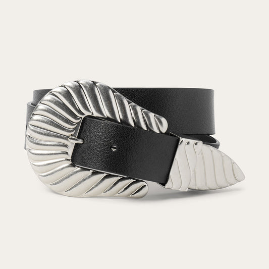 Stetson & THE GREAT. Big Buckle Belt Black With Silver - Stetson