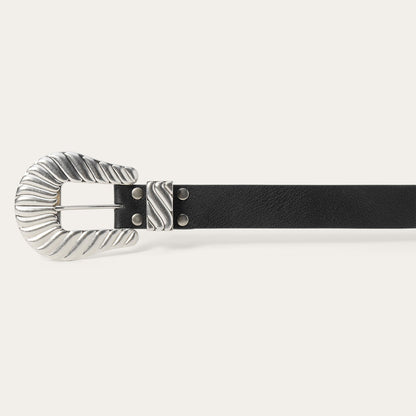 Stetson & THE GREAT. Big Buckle Belt Black With Silver - Stetson