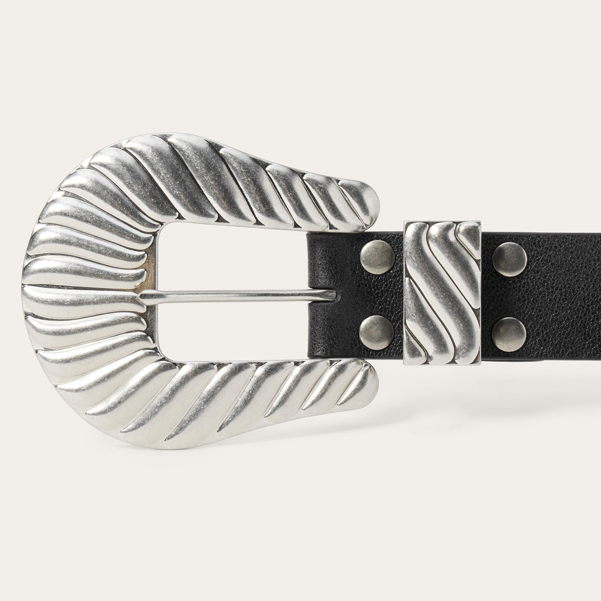 Stetson & THE GREAT. Big Buckle Belt Black With Silver - Stetson