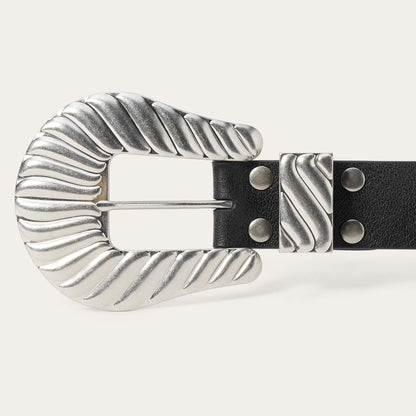Stetson & THE GREAT. Big Buckle Belt Black With Silver - Stetson